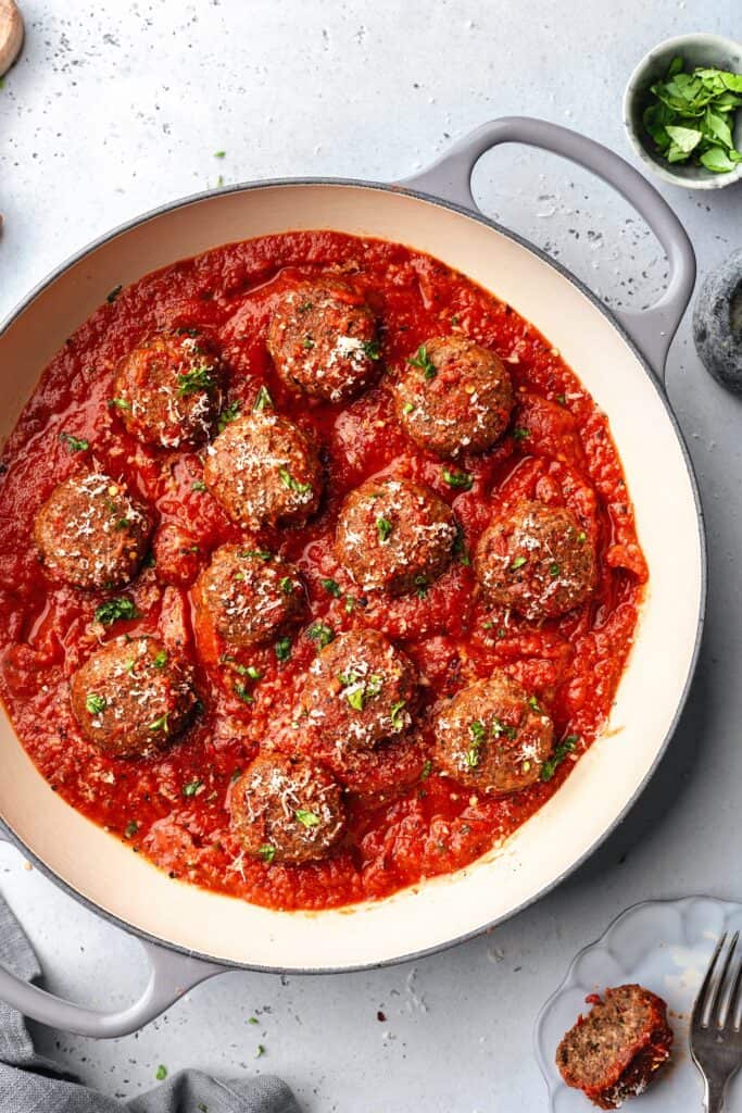 Vegan Meatballs in Marinara Sauce #vegan #recipe #meatballs #mushroom #lentil #healthy #marinara