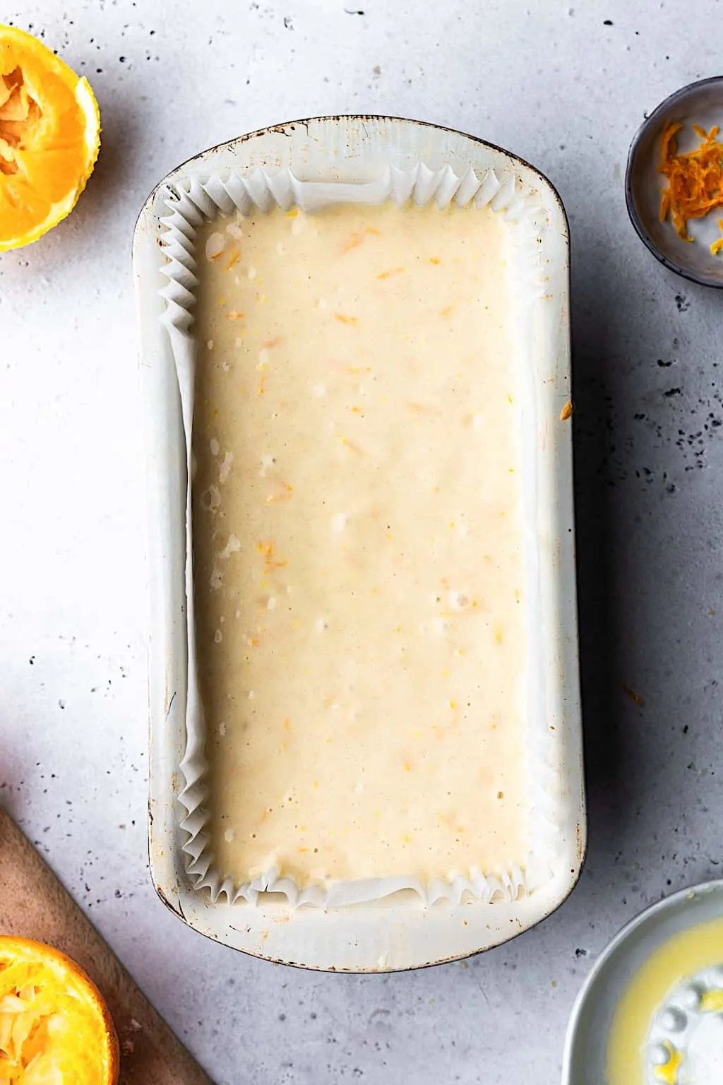 Vegan Orange Cake Mixture In Tin