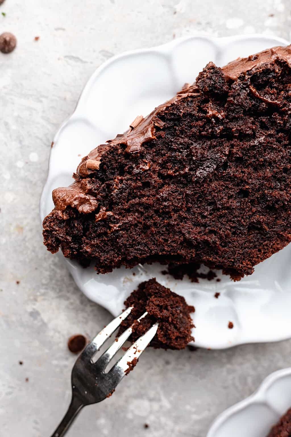 Vegan Double Chocolate Chip Cake Slice #chocolate #cake #vegan #recipe #dairyfree #chocolatechip