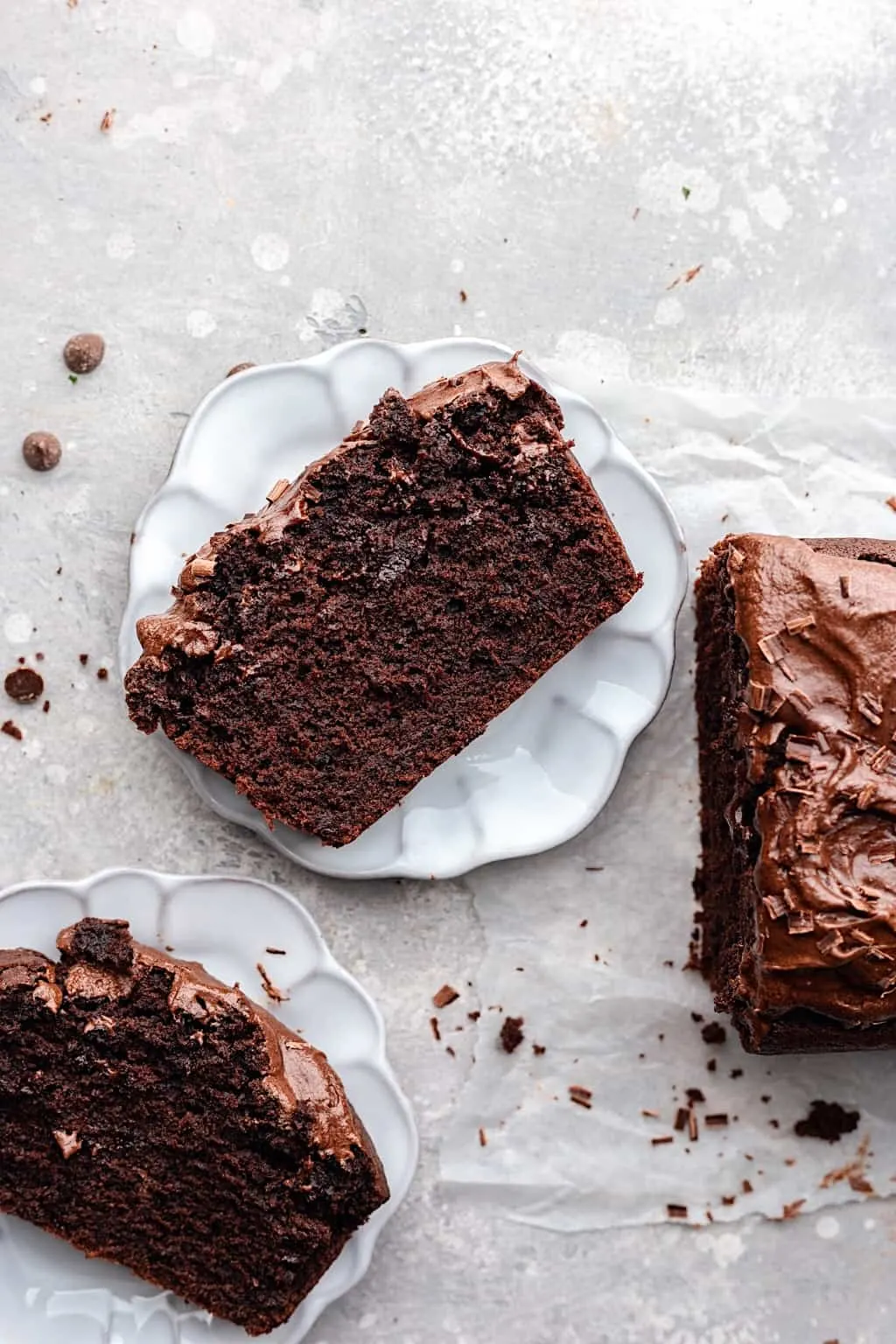 Vegan Double Chocolate Chip Cake #chocolate #cake #vegan #recipe #dairyfree #chocolatechip