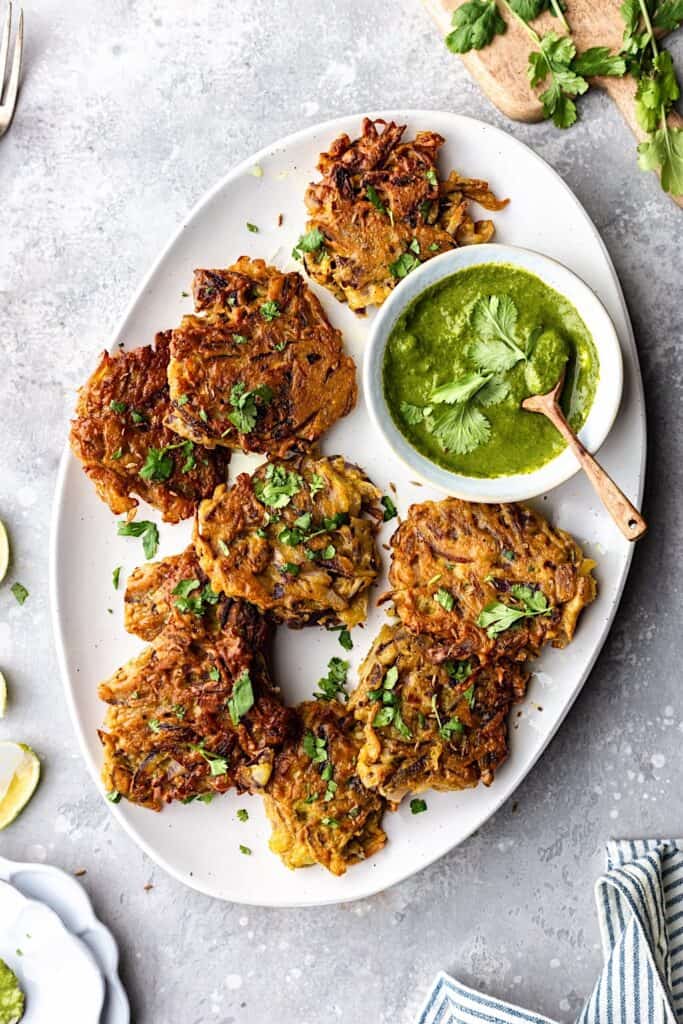 Onion Bhajis with Coriander Dip Cupful of Kale