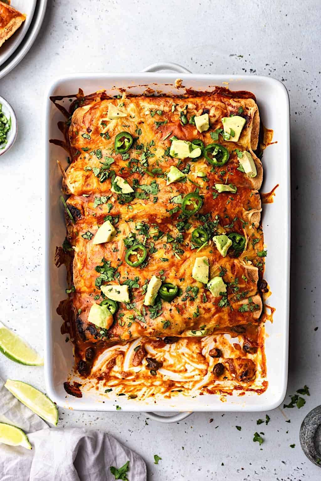 Vegan Black Bean and Sweet Potato Enchiladas #blackbean #sweetpotato #enchiladas #mexican #vegan #recipe