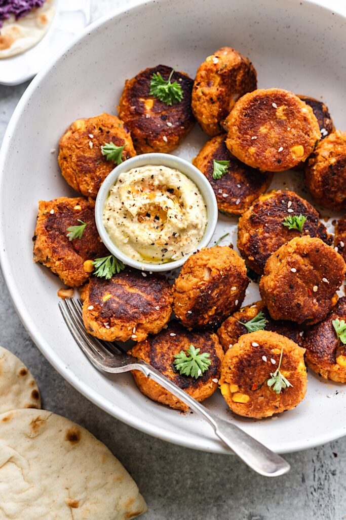 Sweet Potato and Corn Falafels #vegan #falafel #lunch #recipe #food #glutenfree