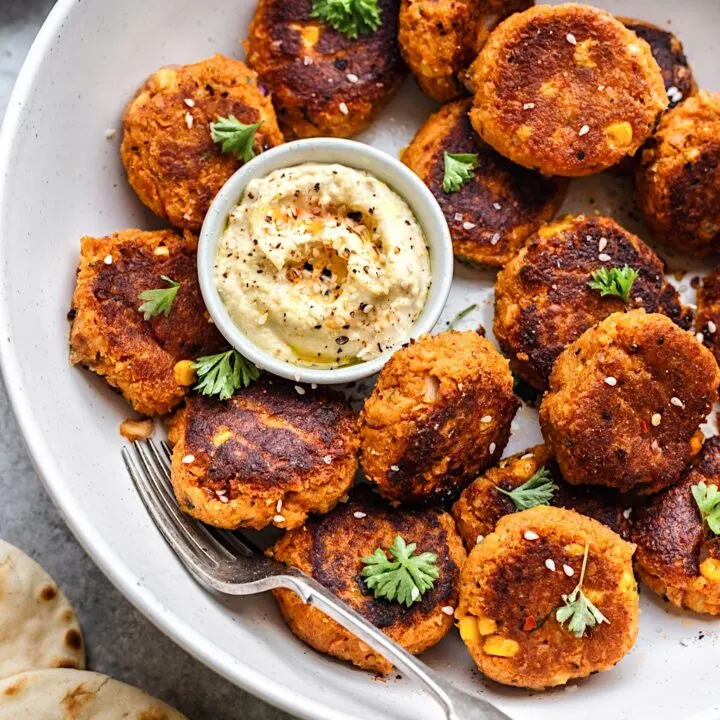 Sweet Potato and Corn Falafels #vegan #falafel #lunch #recipe #food #glutenfree