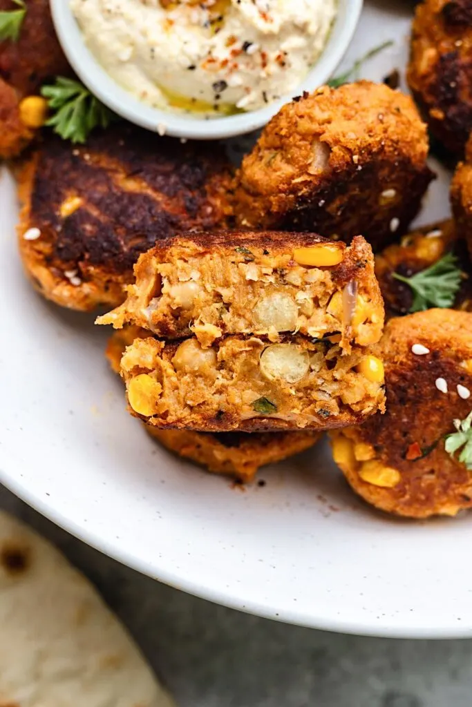 Sweet Potato and Corn Falafels #vegan #falafel #lunch #recipe #food #glutenfree