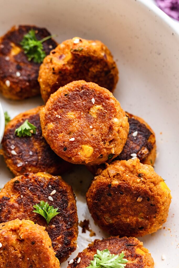 Sweet Potato and Corn Falafels #vegan #falafel #lunch #recipe #food #glutenfree