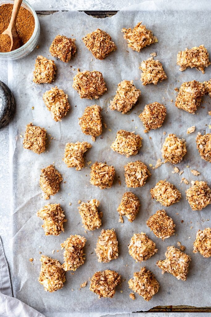 Fried Cajun Popcorn Tofu Bites