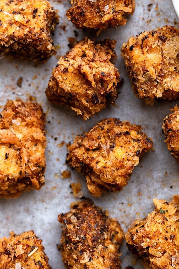 Vegan Fried Cajun Popcorn Tofu #tofu #cajun #vegan #plantbased