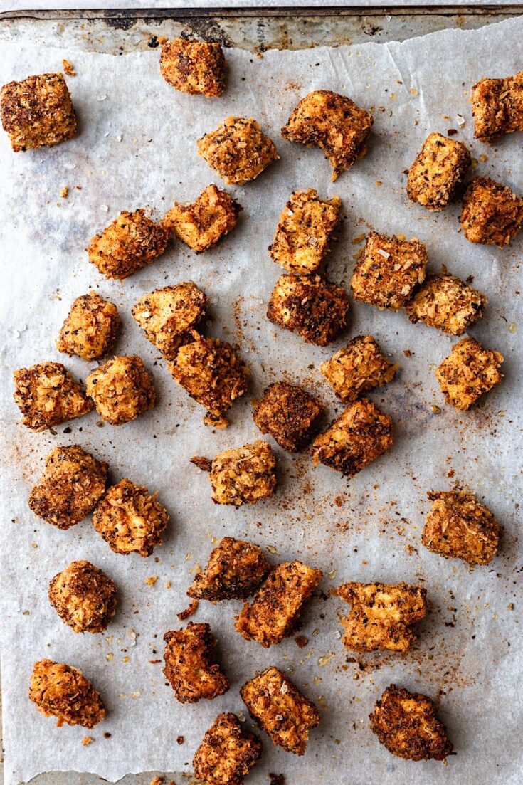 Fried Cajun Popcorn Tofu with Creamy Cajun Maple Ranch - Cupful of Kale