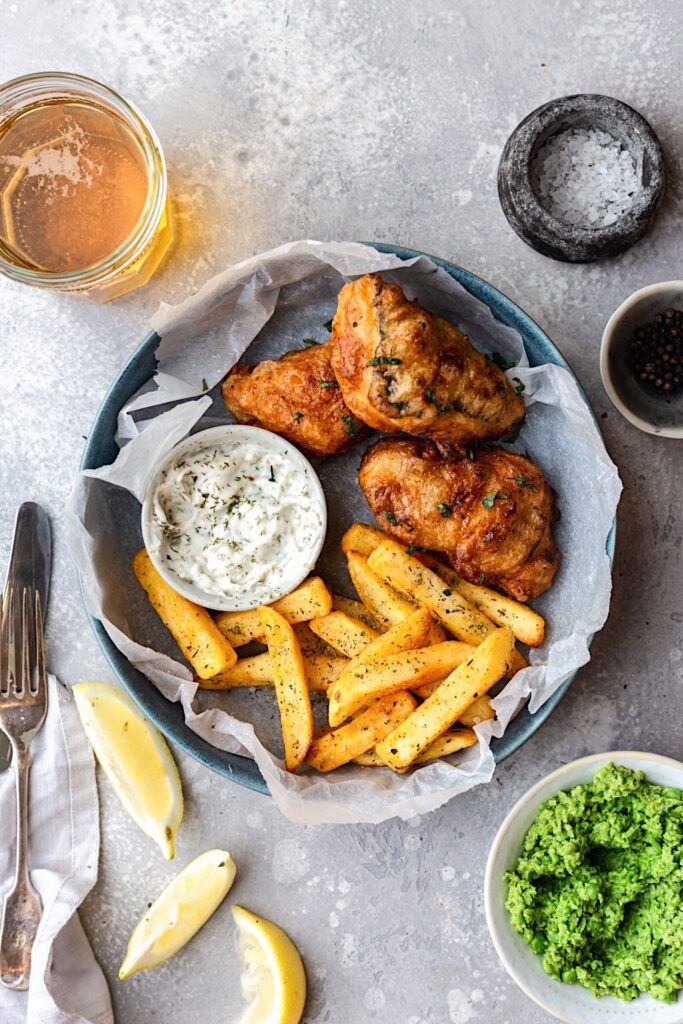 Vegan Beer Battered Tofish and Chips #vegan #fish #tofu #chips #dairyfree #plantbased