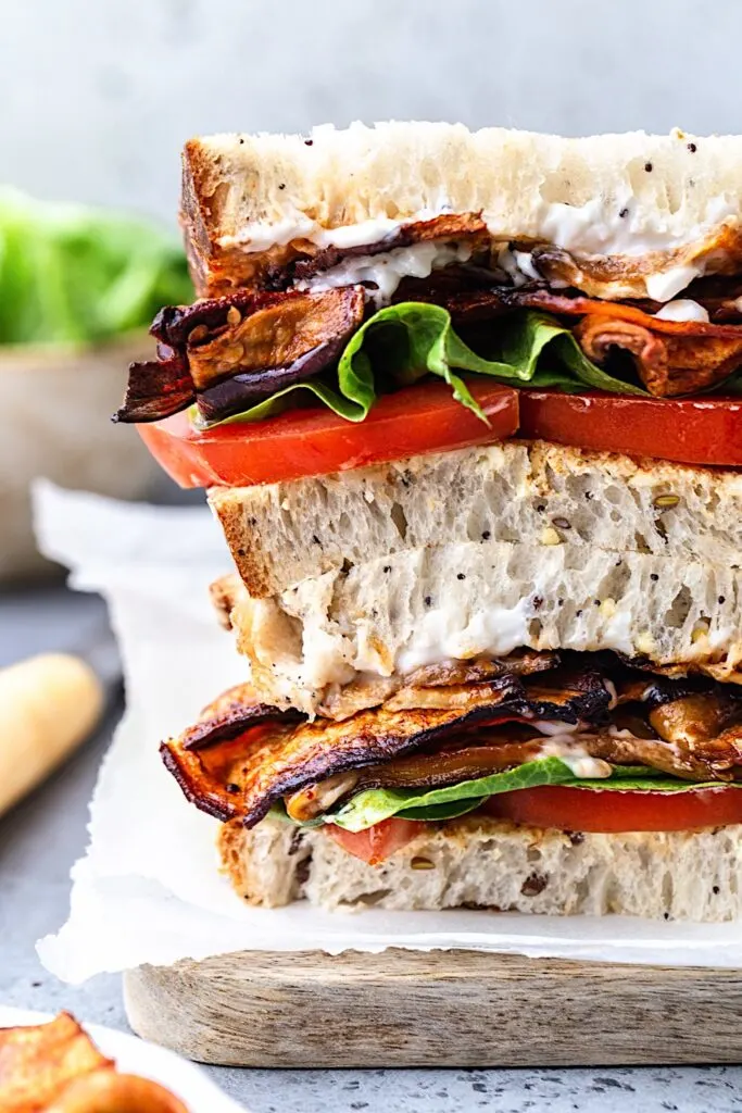 Vegan Eggplant BLT Sandwich - Cupful of Kale