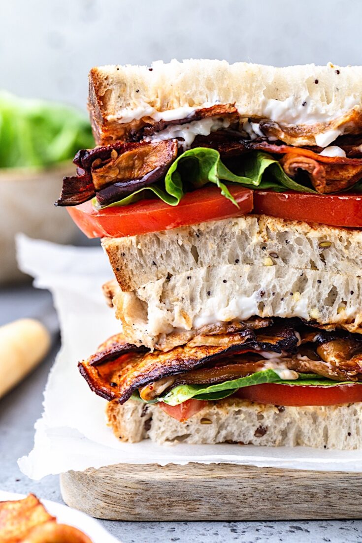 Vegan Eggplant BLT Sandwich - Cupful of Kale