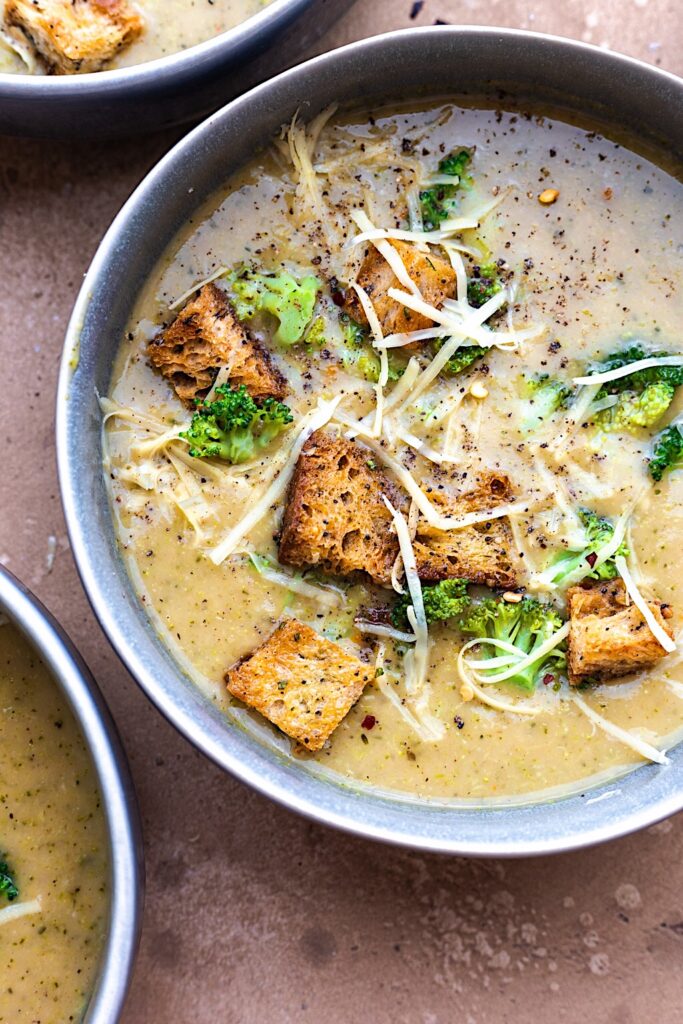 Vegan Broccoli Cheddar Soup Close Up #broccoli #cheddar #soup #autumn #dairyfree #vegan