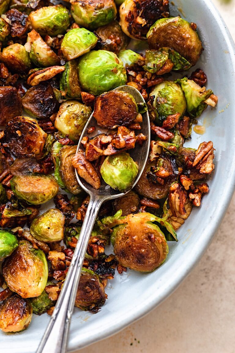 Pan Fried Maple Pecan Brussels Sprouts Cupful of Kale
