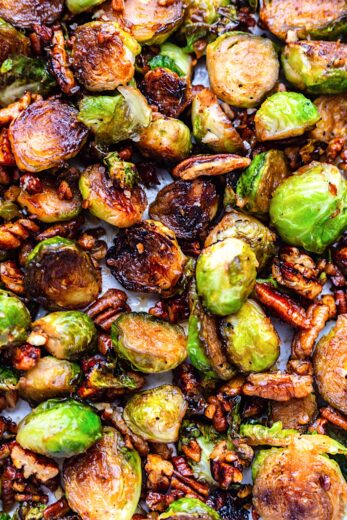 Pan Fried Maple Pecan Brussels Sprouts - Cupful of Kale