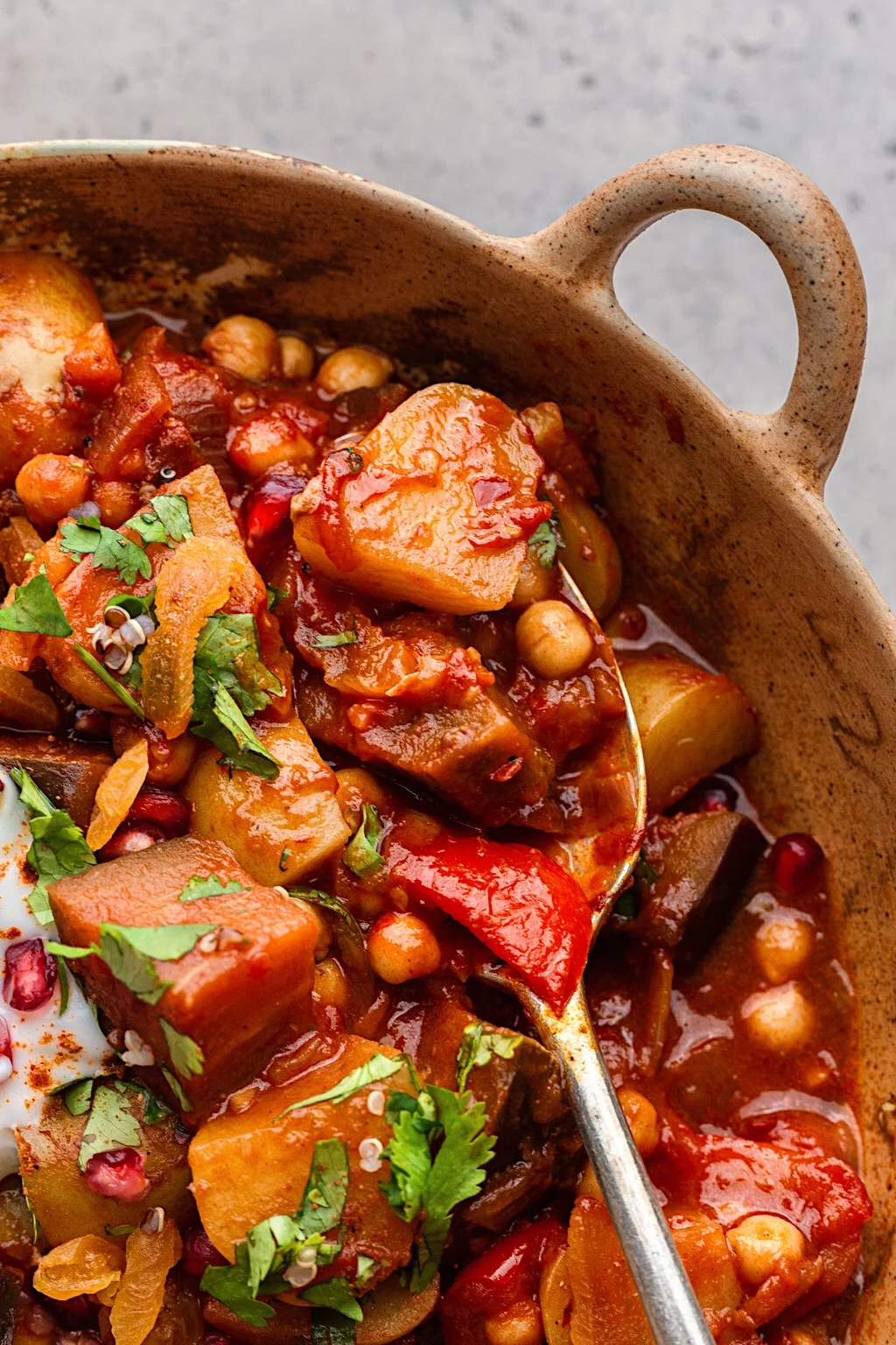 Harissa Vegetable and Chickpea Stew in Pan