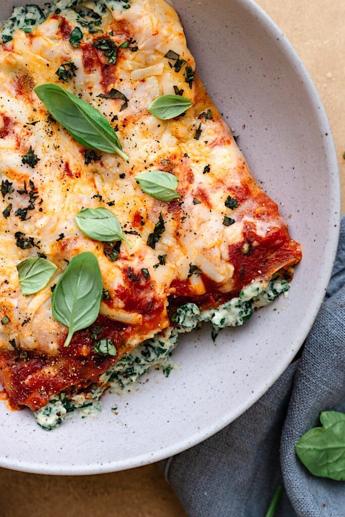 Vegan Spinach and Ricotta Cannelloni #spinach #ricotta #pasta #vegan #dairyfree #recipe