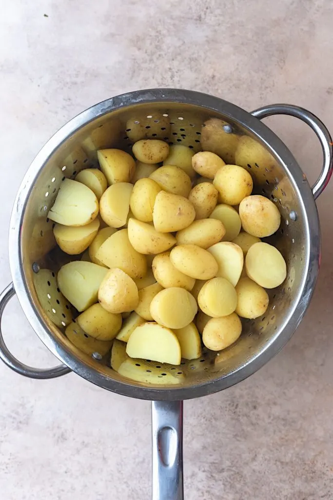 Boiled New Potatoes in Sieve