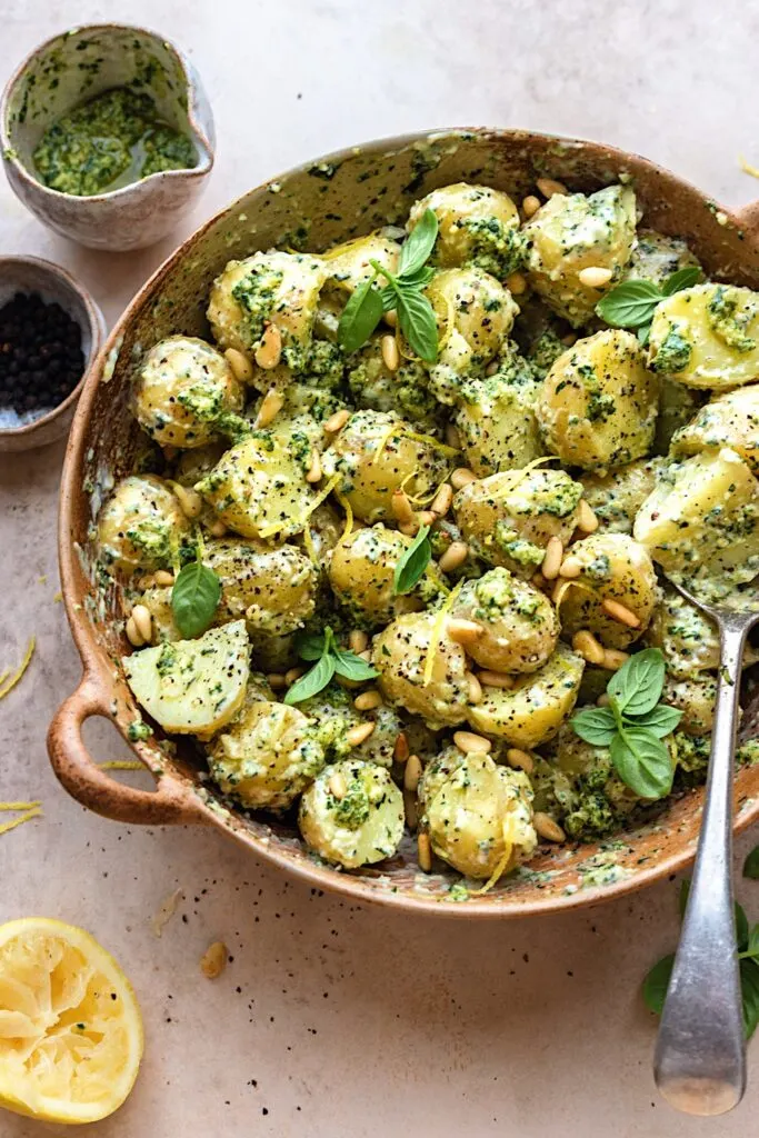 Vegan Pesto Pasta Salad #potato #salad #pesto #vegan #dairyfree