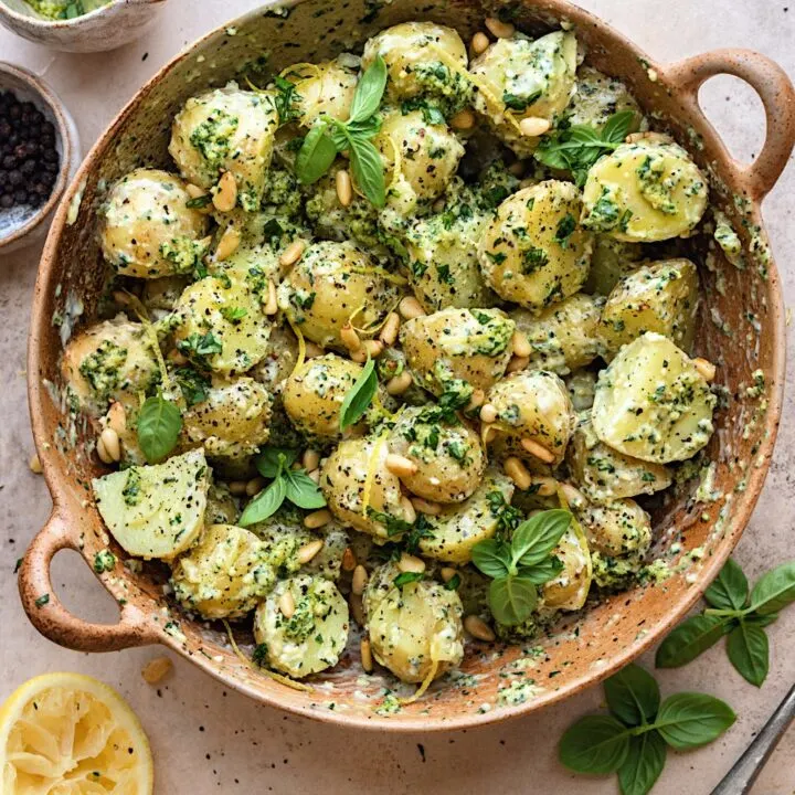 Vegan Pesto Pasta Salad #potato #salad #pesto #vegan #dairyfree