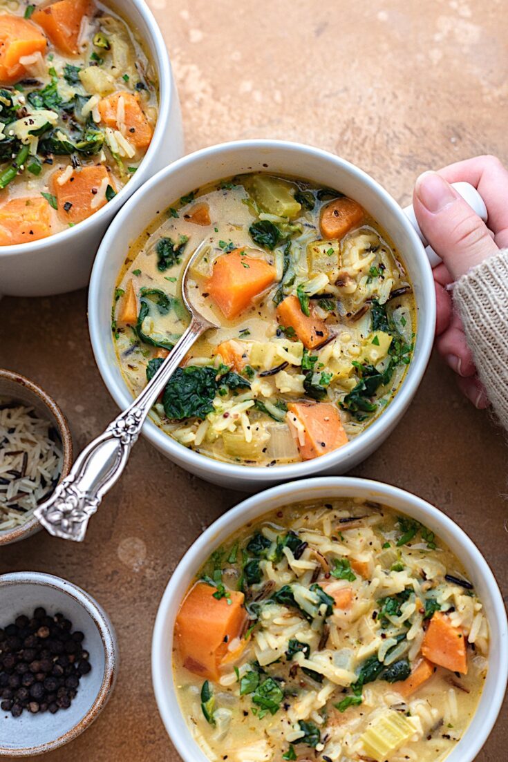 Creamy Sweet Potato and Wild Rice Soup - Cupful of Kale