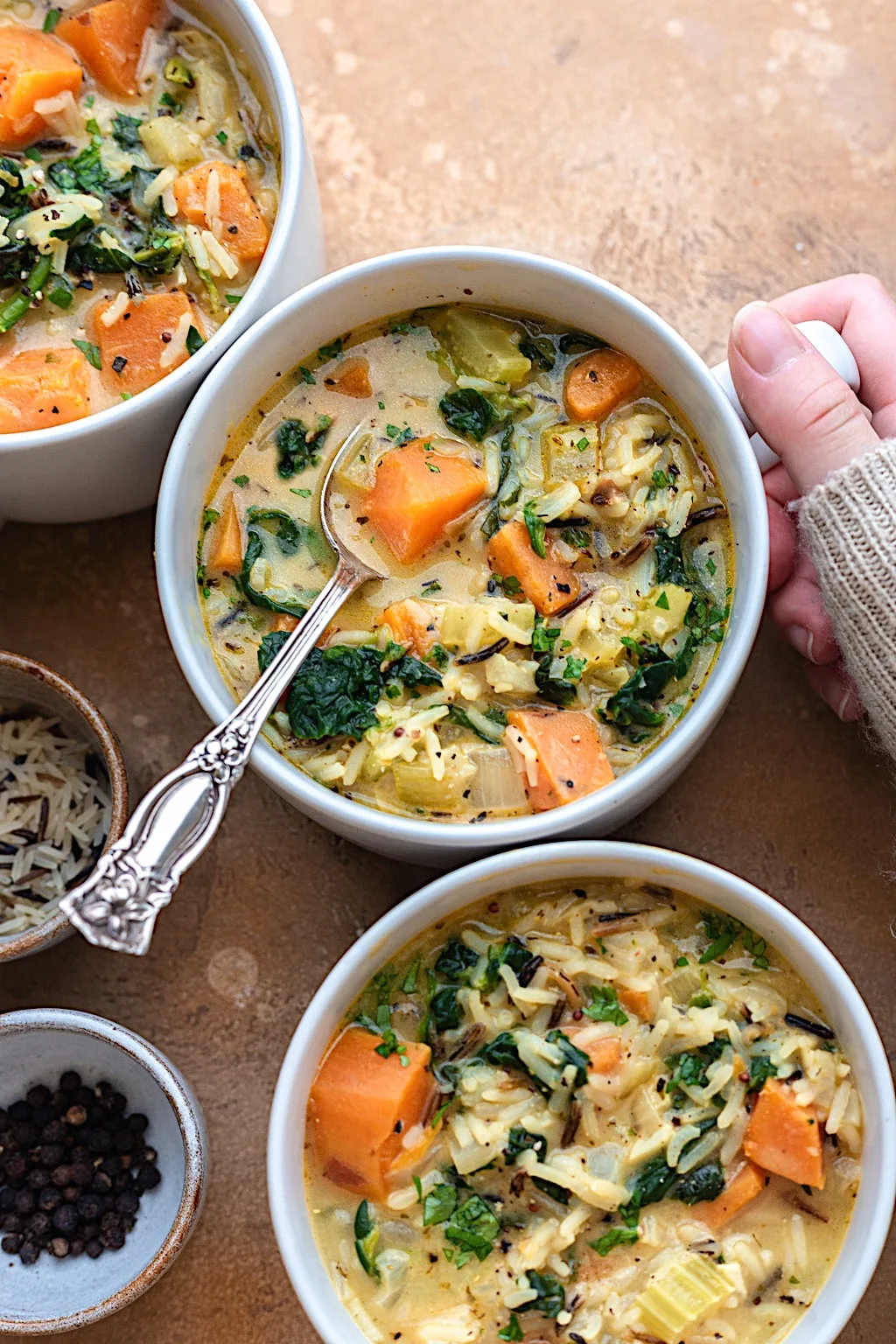 Creamy Sweet Potato and Wild Rice Soup #soup #vegan #glutenfree #wildridce #sweetpotato