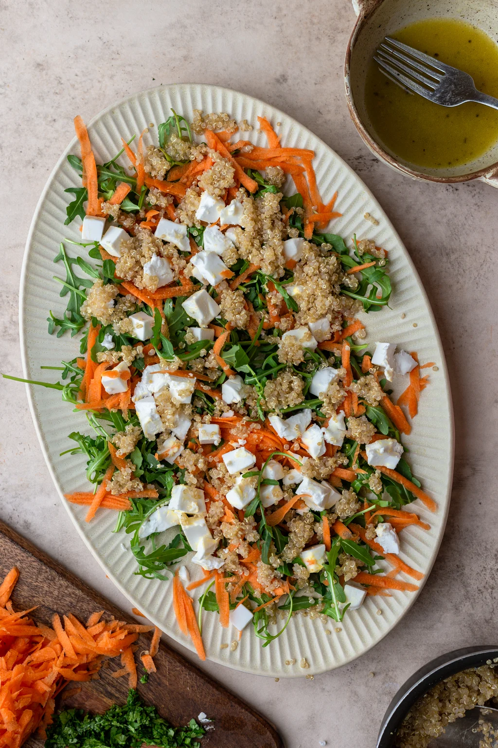 Sweet Potato, Carrot, Quinoa and Feta Salad #carrot #sweetpotato #salad #vegancheese