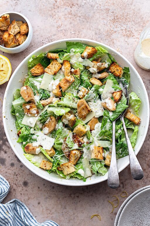 Vegan Chicken Caesar Salad - Cupful of Kale