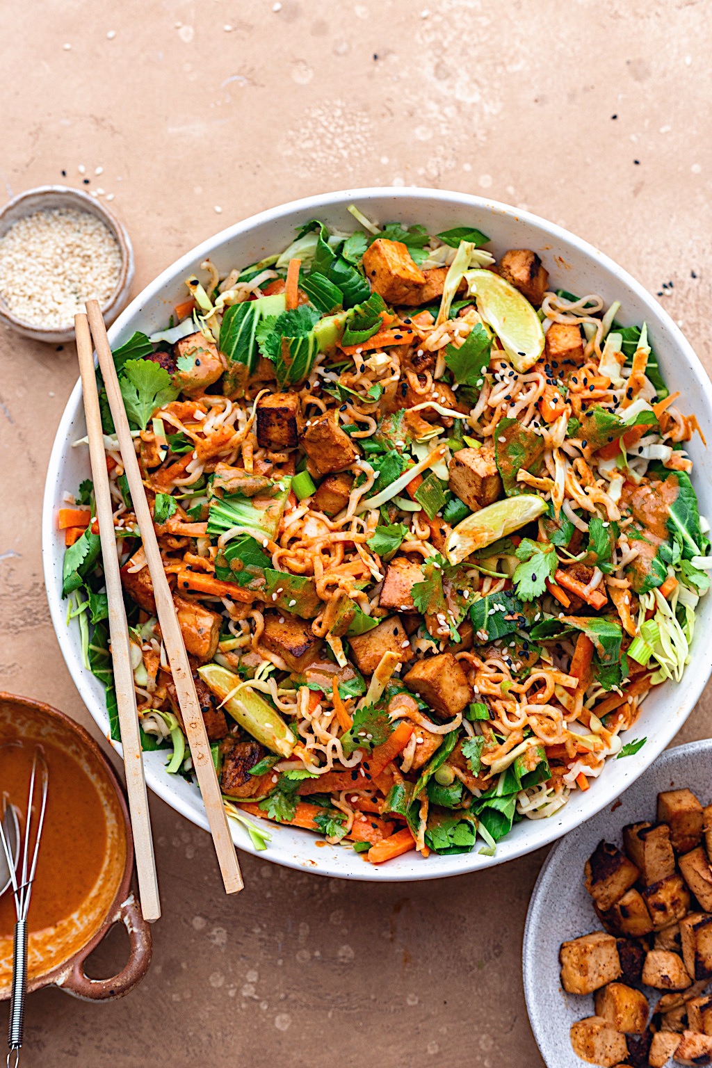 Thai Tofu Veggie Noodle Salad #noodle #salad #thai #tofu #peanut