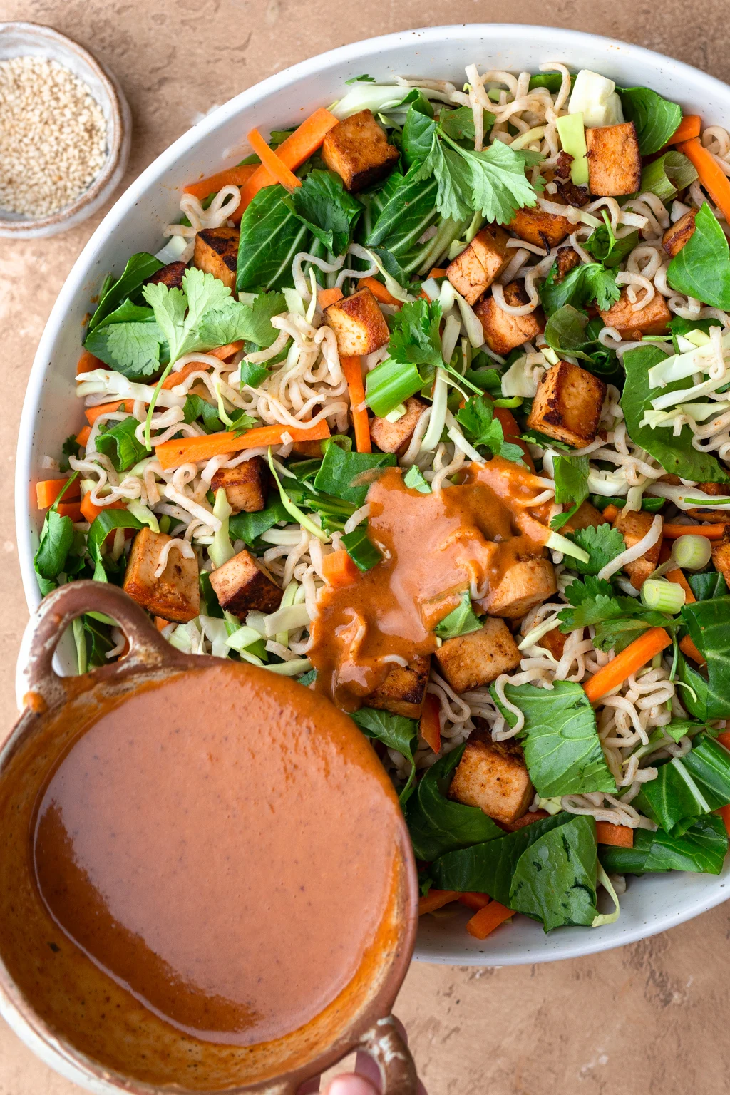 Thai Peanut Noodle Salad Dressing Pour