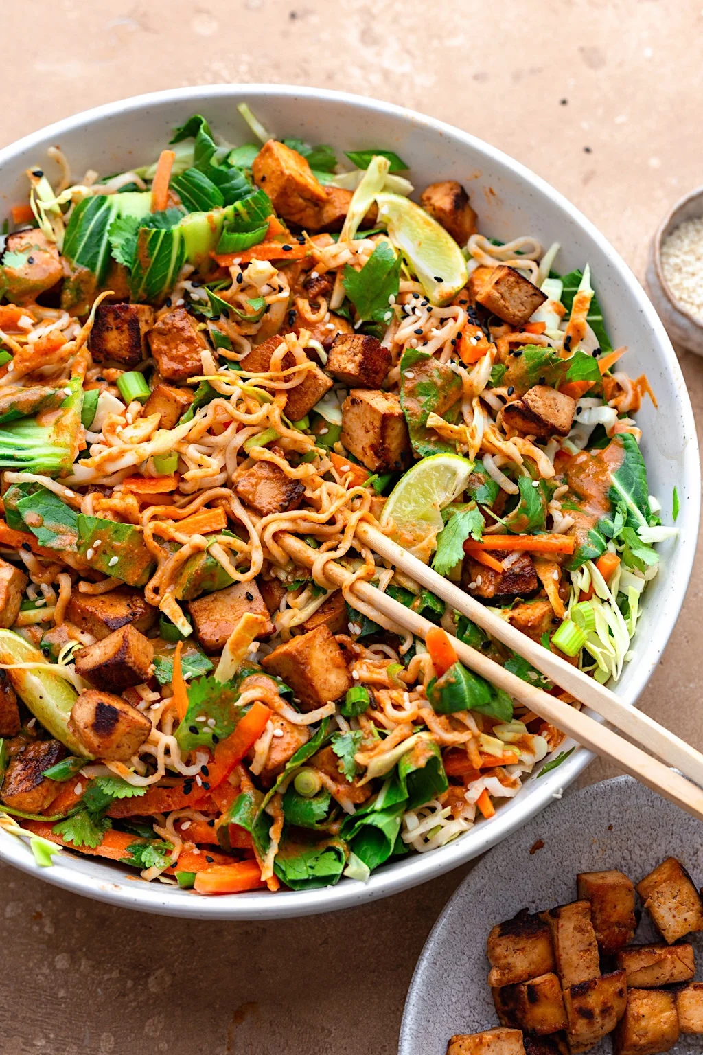 Thai Tofu Veggie Noodle Salad #noodle #salad #thai #tofu #peanut