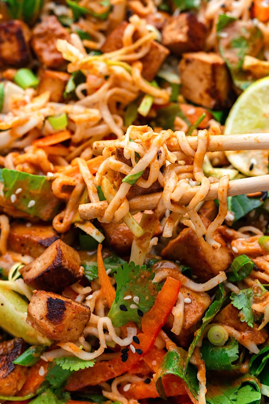 Thai Tofu Veggie Noodle Salad #noodle #salad #thai #tofu #peanut