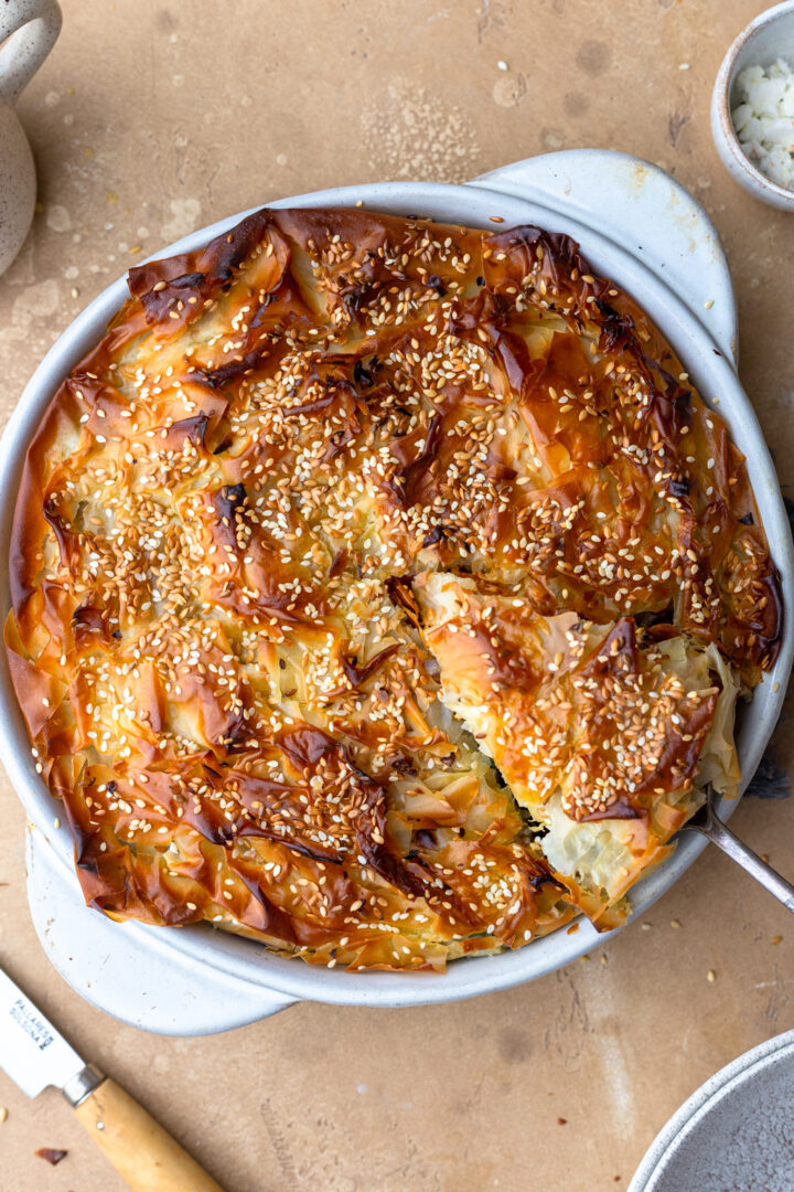 Vegan Butternut Squash, Chestnut, Spinach and Feta Filo Pie Cupful of