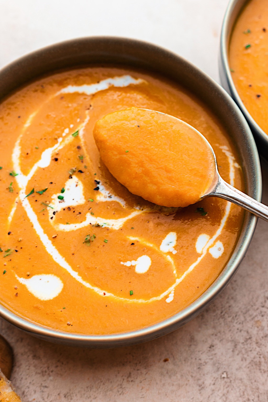 Maple Roasted Carrot Soup with Spoon