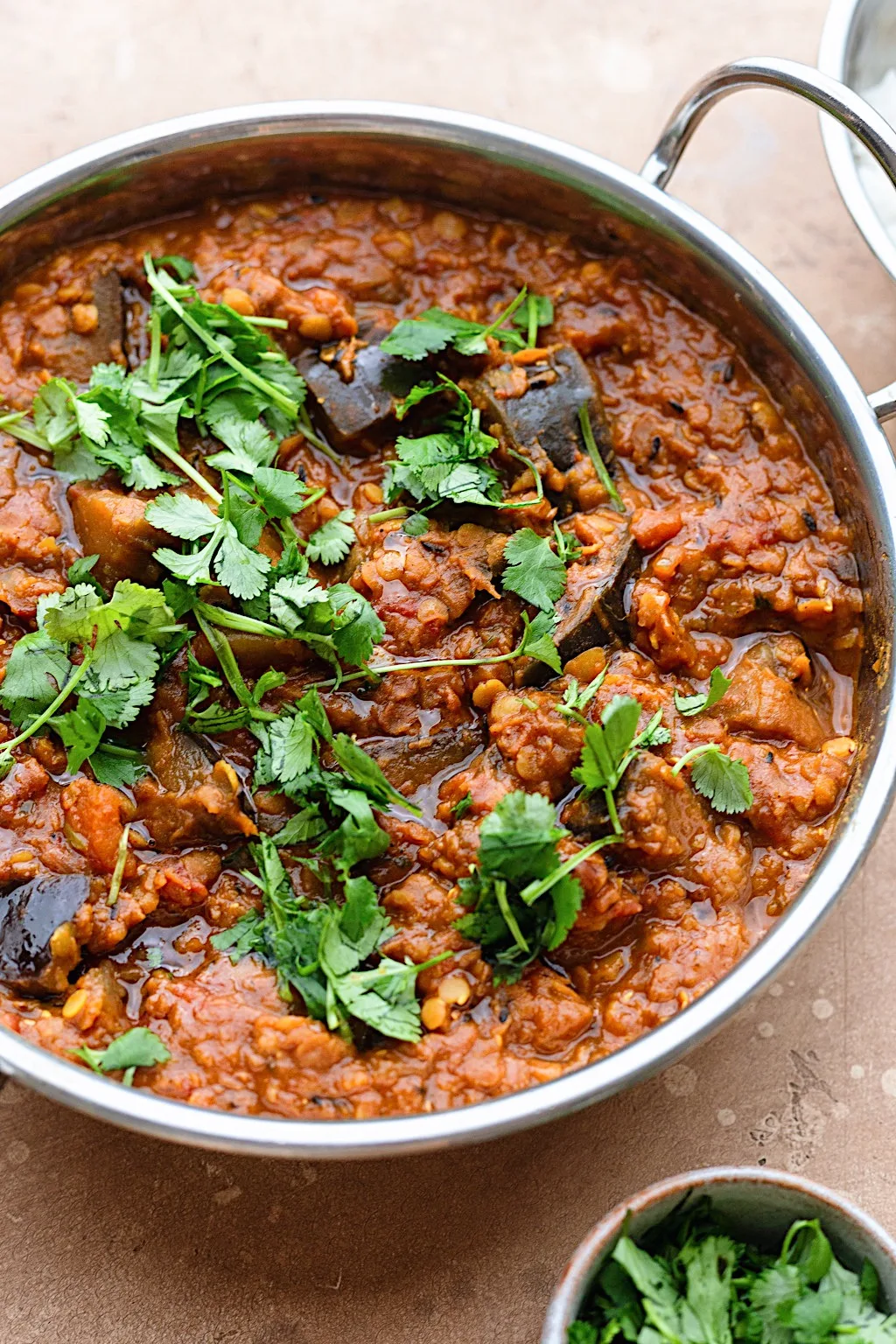 Vegan Aubergine Eggplant Dhansak Curry #curry #indian #vegan #vegetarian #lentil #eggplant #aubergine