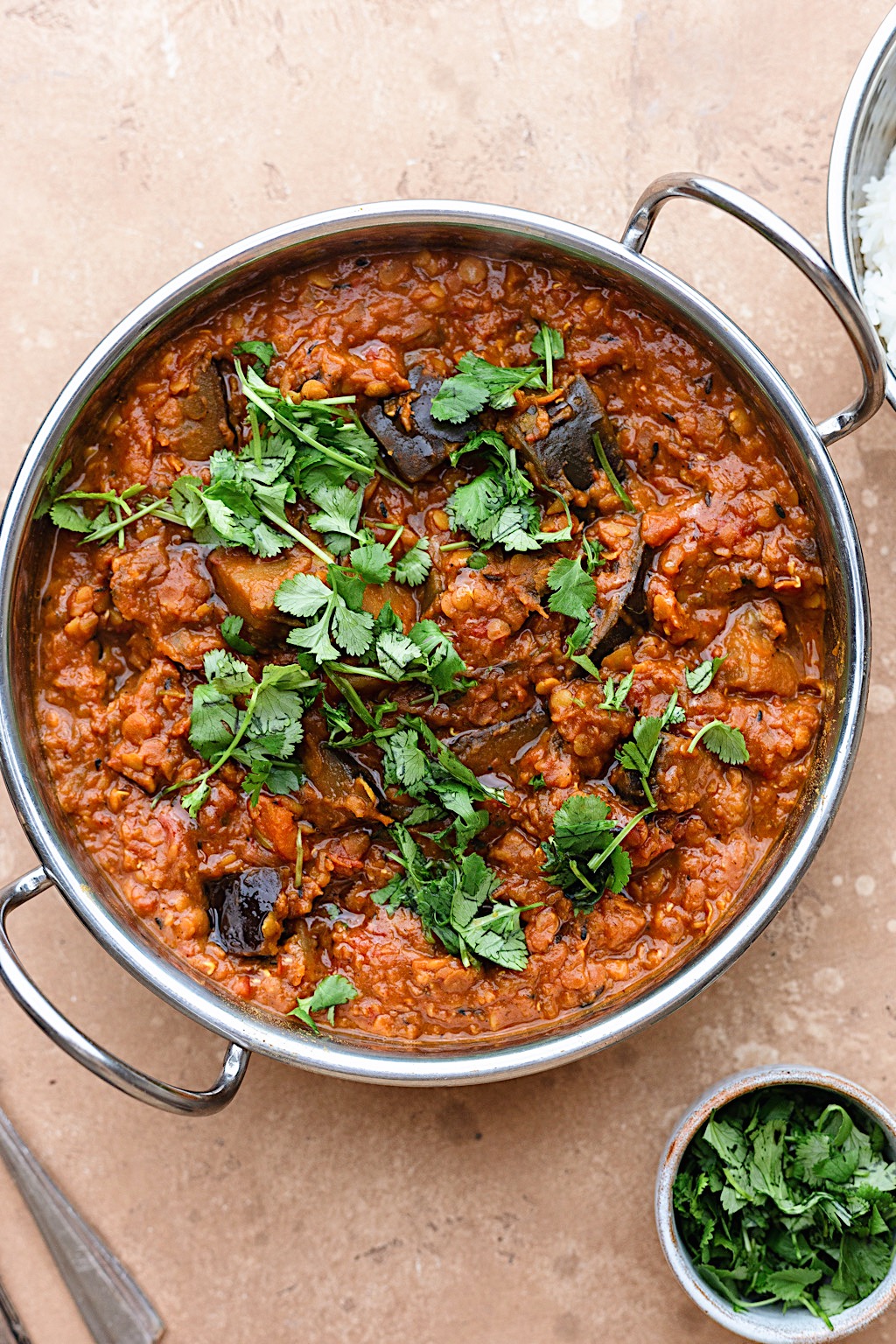 Vegan Aubergine Eggplant Dhansak Curry #curry #indian #vegan #vegetarian #lentil #eggplant #aubergine