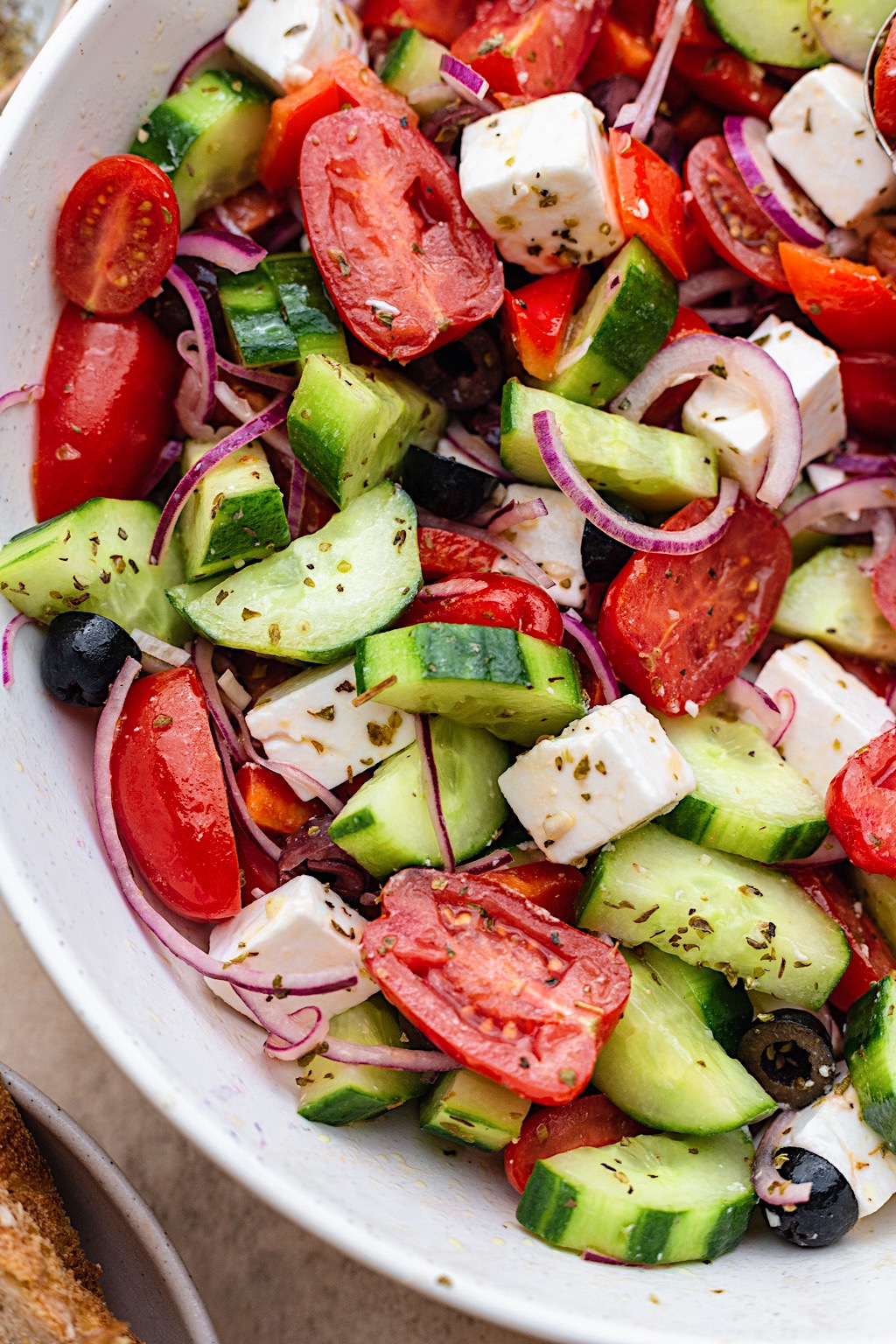 Vegan Greek Salad #vegan #salad #feta #vegancheese