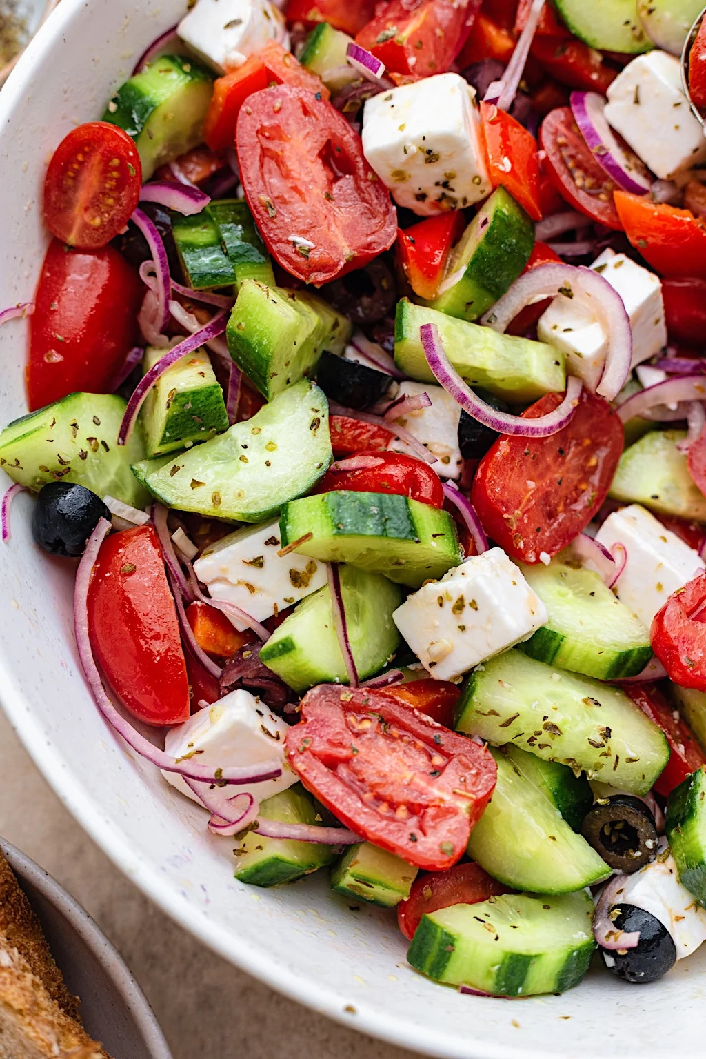 Vegan Greek Salad #vegan #salad #feta #vegancheese