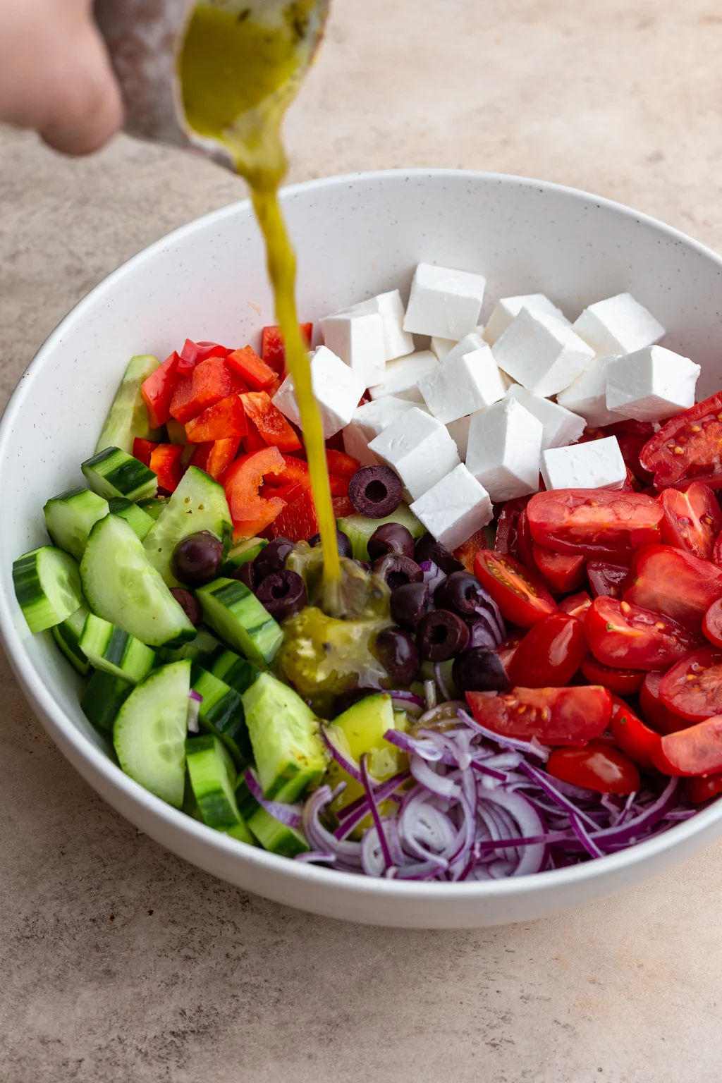 Vegan Greek Salad Dressing Pour