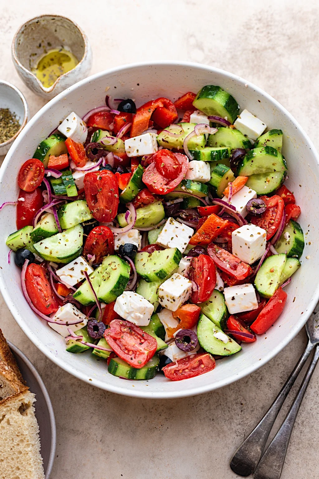 Vegan Greek Salad #vegan #salad #feta #vegancheese