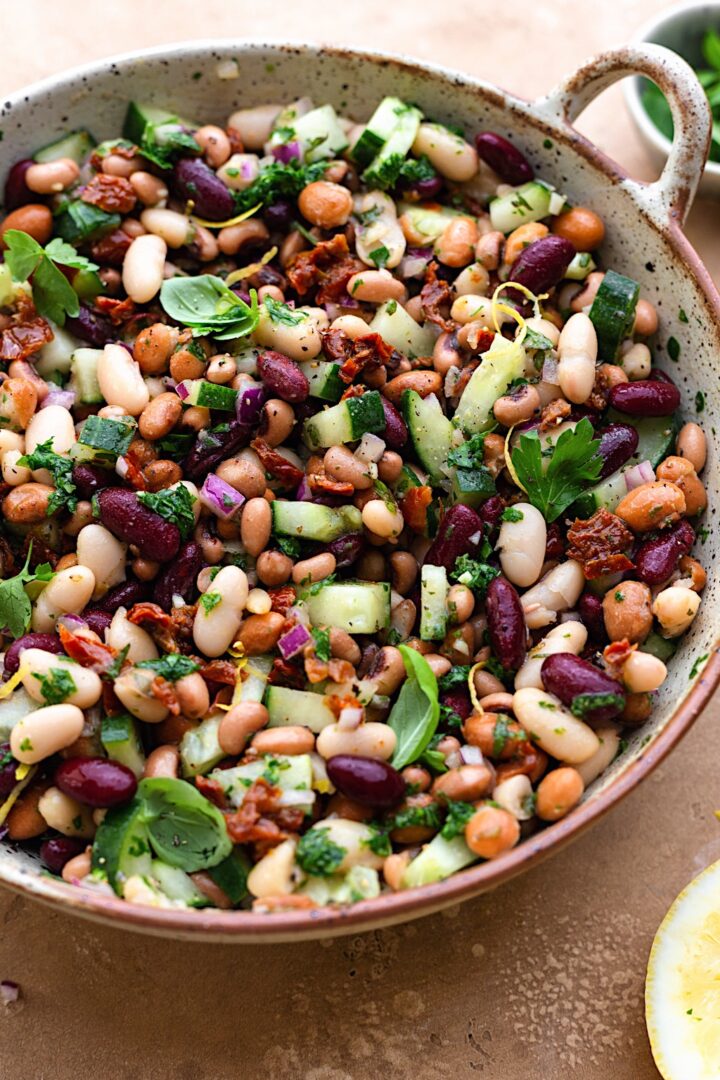 Herby Mixed Bean Salad - Cupful Of Kale